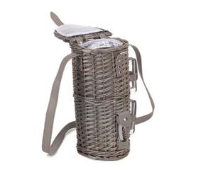 Red Hamper Db042 Wicker Single Bottle And 2 Cartridge Glass Carrier With Shoulder Strap