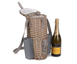 Red Hamper Db047 Wicker Single Bottle And 2 Champagne Glass Carrier With Shoulder Strap