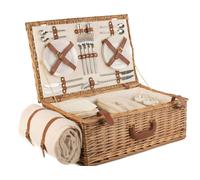 Red Hamper Deluxe Fully Fitted Traditional Wicker Picnic Basket - 4 Person