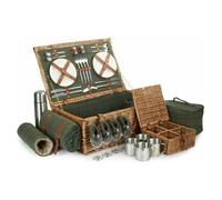 Red Hamper Deluxe Green Tween 4 Person Fitted Picnic Basket - Green - 4 Person