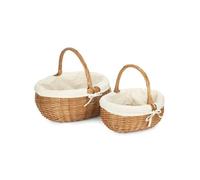 Red Hamper Deluxe Wicker Shopping Basket With White Lining - Set of 2