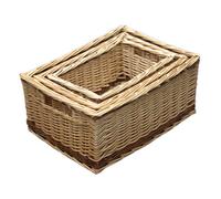 Red Hamper Dh011/home Wicker Set Of 3 Buff Storage Baskets With Rustic Stripe