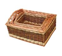 Red Hamper Dh013/home Wicker Set Of 3 Two Tone Deep Galleon Trays
