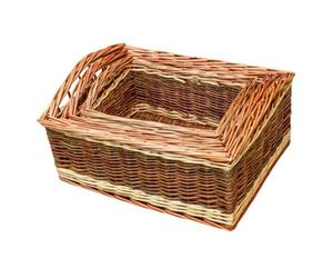 Red Hamper Dh013/home Wicker Set Of 3 Two Tone Deep Galleon Trays