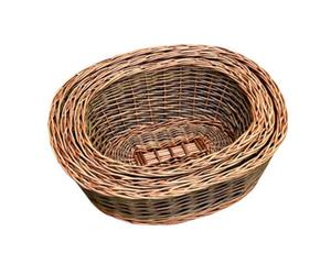 Red Hamper Dh017/home Wicker Set Of 3 Two Tone Green Oval Willow Trays