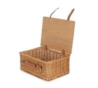 Red Hamper Double Steamed Empty Picnic Basket with Pinewood Lid - Medium
