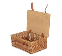 Red Hamper Double Steamed Empty Picnic Basket with Pinewood Lid - Small