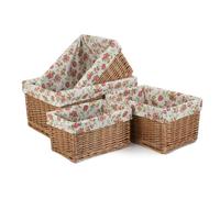 Red Hamper Double Steamed Garden Rose Wicker Storage Baskets - Set of 4