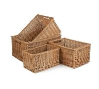 Red Hamper Double Steamed Wicker Storage Basket - Set of 4