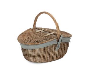 Red Hamper Eh001Gry Antique Wash Finish Oval Picnic Basket With Grey Sage Lining