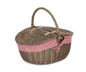 Red Hamper Eh001L Wicker Antique Wash Finish Lined Oval Picnic Basket