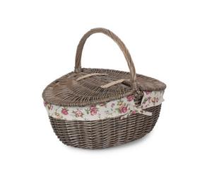 Red Hamper Eh001R Wicker Antique Wash Finish Rose Lined Oval Picnic Basket