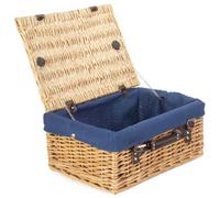 Red Hamper Eh006N Wicker 40 Cm Buff Empty Hamper With Navy Blue Lining