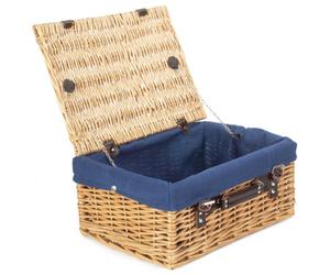 Red Hamper Eh006N Wicker 40 Cm Buff Empty Hamper With Navy Blue Lining