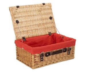 Red Hamper Eh009R Wicker 46Cm Buff Picnic Basket With Red Lining