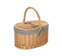 Red Hamper Eh017Gry Buff Oval Picnic Basket With Grey Sage Lining