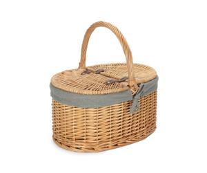 Red Hamper Eh017Gry Buff Oval Picnic Basket With Grey Sage Lining