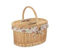 Red Hamper Eh017R Wicker Buff Willow Double Lidded Oval Picnic Basket With Garden Rose Lining