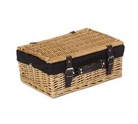 Wicker 36cm Picnic Basket with Cotton Lining Red Hamper Black One Size