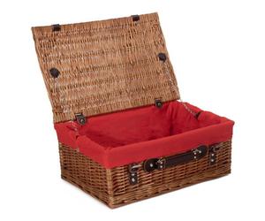 Red Hamper Eh028R Wicker 46Cm Double Steamed Picnic Basket With Red Lining