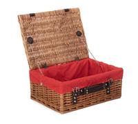 Red Hamper Eh030R Wicker 36Cm Double Steamed Picnic Basket With Red Lining