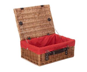 Red Hamper Eh030R Wicker 36Cm Double Steamed Picnic Basket With Red Lining