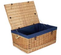 Red Hamper Eh033N 72Cm Rope Handled Navy Cotton Lined Wicker Trunk