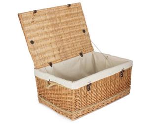 Red Hamper Eh033W 72Cm Rope Handled White Cotton Lined Wicker Trunk