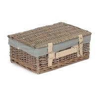 Wicker 36cm Antique Wash Picnic Basket with Cotton Lining Red Hamper Grey One Size