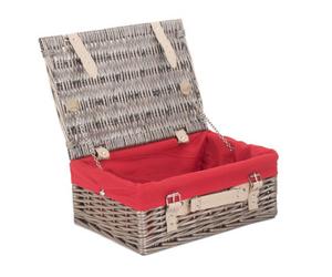 Red Hamper Eh034R Wicker 36Cm Antique Wash Picnic Basket With Red Lining