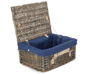 Red Hamper Eh035N Wicker 40Cm Antique Wash Picnic Basket With Blue Lining