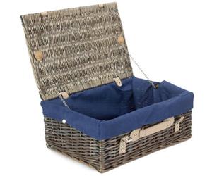 Red Hamper Eh037N Wicker 45Cm Antique Wash Picnic Basket With Blue Lining