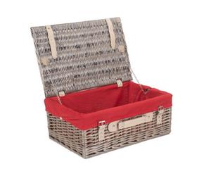 Red Hamper Eh037R Wicker 46Cm Antique Wash Picnic Basket With Red Lining