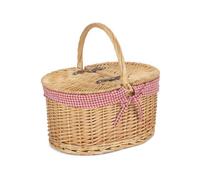 Red Hamper Eh049 Wicker Red Check Lining Oval Picnic Basket