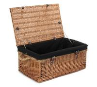62cm Double Steamed Rope Handled Trunk with Black Lining Red Hamper Black One Size