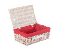 Red Hamper Eh060R Wicker 35Cm White Picnic Basket With Red Lining