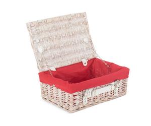 Red Hamper Eh060R Wicker 35Cm White Picnic Basket With Red Lining