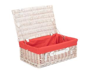 Red Hamper Eh061R Wicker 45Cm White Picnic Basket With Red Lining