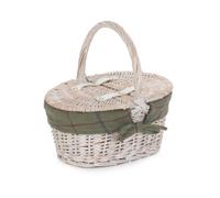 Red Hamper Eh062G Wicker Childs White Wash Lidded Lined Picnic Basket With Green Tweed Lining
