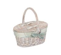 Red Hamper Childs White Wash Butterfly Lidded Wicker Basket - Wicker - 1 - Empty Picnic Basket