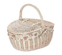 Red Hamper Eh066R Wicker White Wash Finish Oval Picnic Basket With Garden Rose Lining
