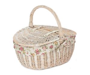 Red Hamper Eh066R Wicker White Wash Finish Oval Picnic Basket With Garden Rose Lining