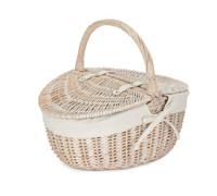 Red Hamper Eh066W Wicker White Wash Finish Oval Picnic Basket With White Lining