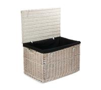 Red Hamper Eh067B Wicker Large White Wash Storage Hamper With Black Cotton Lining Basket