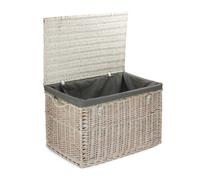 Red Hamper Eh067Gry Wicker Large White Wash Storage Hamper With Grey Cotton Lining Basket