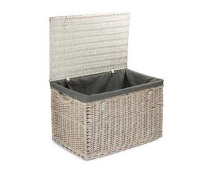 Red Hamper Eh067Gry Wicker Large White Wash Storage Hamper With Grey Cotton Lining Basket