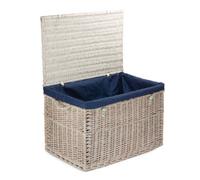 Red Hamper Eh067N Wicker Large White Wash Storage Hamper With Navy Cotton Lining Basket