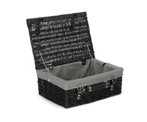 Red Hamper Eh072Gry 36Cm Empty Black Willow Picnic Basket With Grey Lining