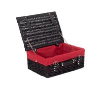 Red Hamper Eh072R Wicker 36Cm Empty Black Willow Picnic Basket With Red Lining