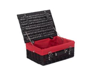Red Hamper Eh072R Wicker 36Cm Empty Black Willow Picnic Basket With Red Lining